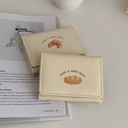 Croissant toast, ins Korean-style short wallet, baguette cookie, cute cartoon tri-fold student card holder