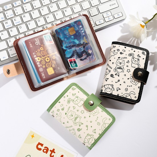 New cartoon student women's card holder, ultra-thin, anti-demagnetization, multi-functional ID wallet