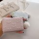 Cute Japanese-style short women's wallet, card holder, embossed plush ball charm, multi-card slot tri-fold bag.