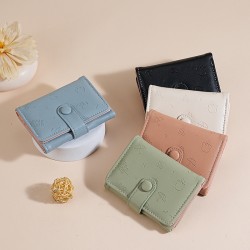 New women's short coin purse, PU leather, cute umbrella print, tri-fold snap closure wallet, multi-slot card holder
