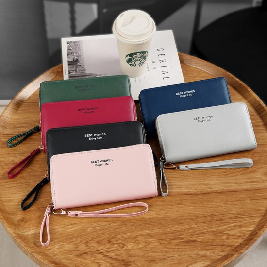 New Korean-style women's long wallet, light luxury business wallet, fashionable and versatile, multi-card slot zippered wallet wholesale.