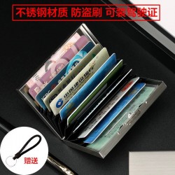High-end metal card holder for men and women, stainless steel, ultra-thin, anti-demagnetization, compact card case, anti-theft bank card holder.