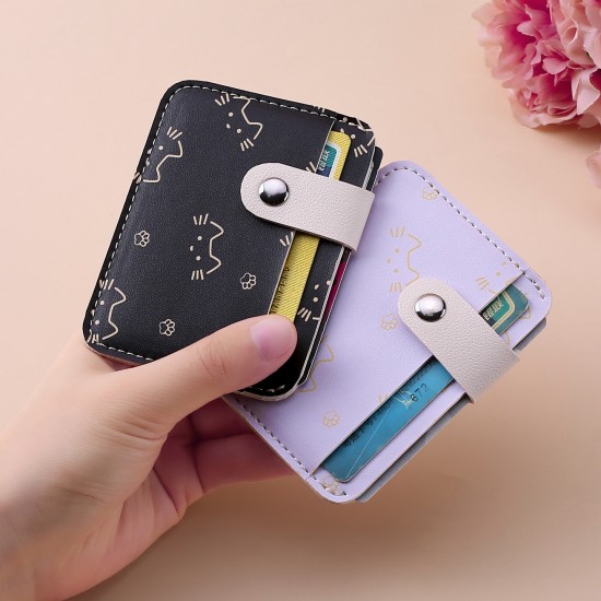Cross-border Ready-to-Stock Card Holder, Large Capacity, Small Card Holder, Multiple Card Slots, Women's Compact Leather PU Card Holder, Wholesale