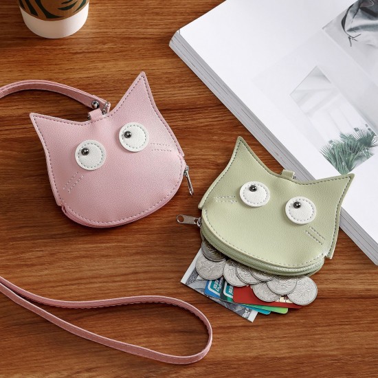 2024 new simple Jurchen soft leather neck coin purse, luxury cartoon mini card holder, cute storage bag trendy