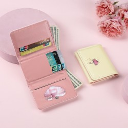 New solid color tri-fold wallet for women, luxurious look, cute short ins style women's coin purse wholesale