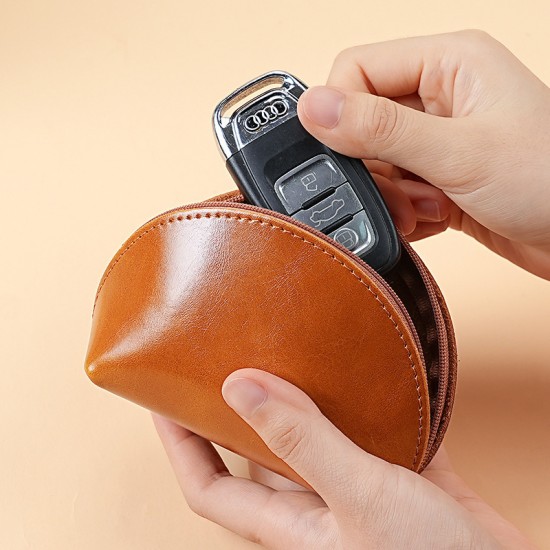 Korean-style creative waxed leather mini coin purse for men and women, earphone storage bag, multi-function coin purse.