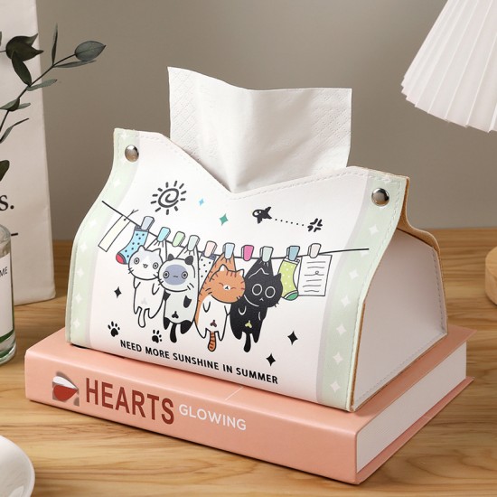 Cute tissue box for living room or bedroom, a multifunctional napkin storage box with cartoon dogs and cute cats.