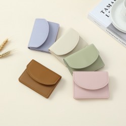 New fashionable women's wallet, short, solid-color card holder, high-end, compact, and simple, cross-border coin purse.