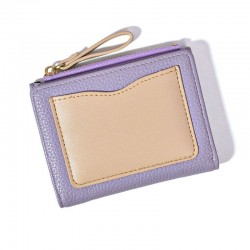 Retro contrasting lychee pattern small wallet for women, short coin and card holder, ins niche student zipper wallet