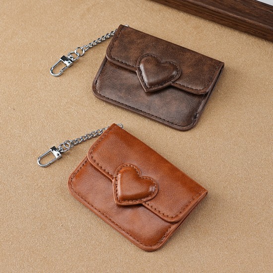 2025 new compact, exquisite, fashionable, heart-shaped card holder, macaron cute women's card holder, soft leather card holder wholesale