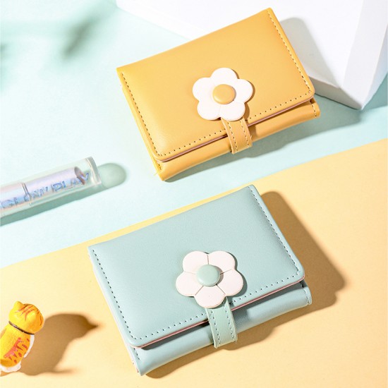 Wallet gift: 2023 women's short wallets with cute small floral designs, fresh Korean-style influencer coin purses, dropshipping.