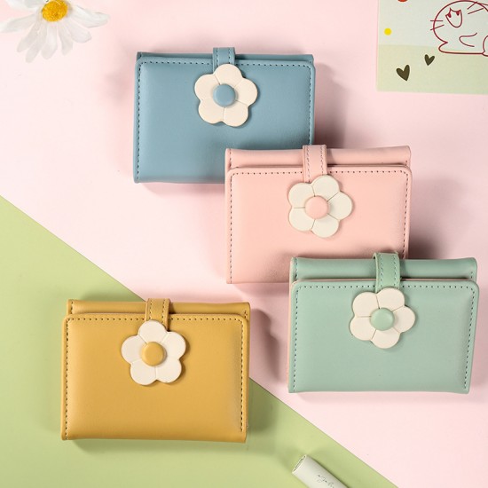 2024 wallet gift, women's short, cute, small flower-themed, Korean-style, influencer-inspired coin purse, dropshipping available.