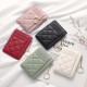 Korean-style simple diamond-patterned coin purse, creative chain zipper bag, ultra-thin portable coin purse with multiple card slots.
