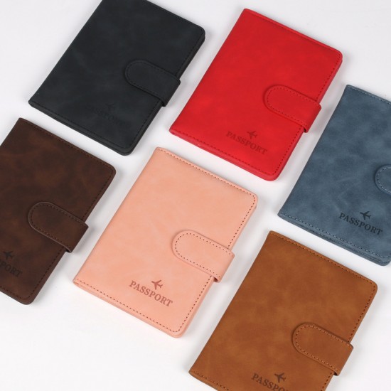 2024 new RFID passport holder, simple buckle, short passport holder for men and women, international travel ticket holder, card holder.