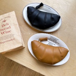 Korean-style Instagram croissant, niche textured croissant dumpling bag, large capacity coin purse for women, simple solid color, Instagram style