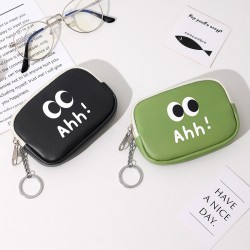 Cute Korean-style zippered hard coin purse. PU coin and earphone bag, student coin storage, small pendant bag