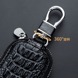 Top-grain cowhide backpack, universal car key holder, men's multi-function genuine leather crocodile head hook, remote control storage