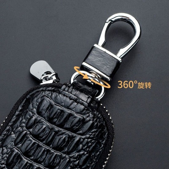 Top-grain cowhide backpack, universal car key holder, men's multi-function genuine leather crocodile head hook, remote control storage