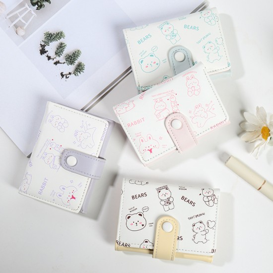 Korean-style women's wallets, short, cute cartoon wallets with multiple card slots, coin purses, wholesale wallets.