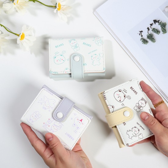 Korean-style women's wallets, short, cute cartoon wallets with multiple card slots, coin purses, wholesale wallets.