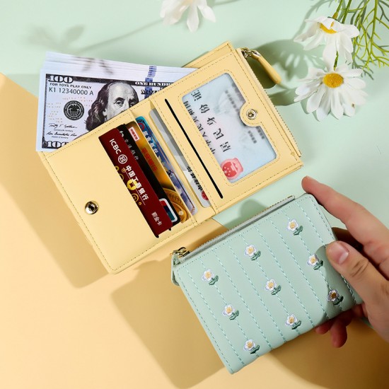 Simple embroidered mini coin purse for students, a creative wholesale card holder, and a multifunctional wallet with a stylish design