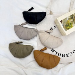 Korean-style Instagram croissant, niche textured croissant dumpling bag, large capacity coin purse for women, simple solid color, Instagram style