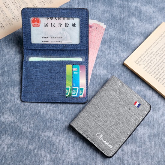 Slim canvas short wallet, simple driver's license and card holder, student-friendly, slim wallet.