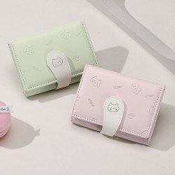 Cross-border niche cartoon cute cat wallet, 2024 new style, fresh, tri-fold, multi-slot card holder