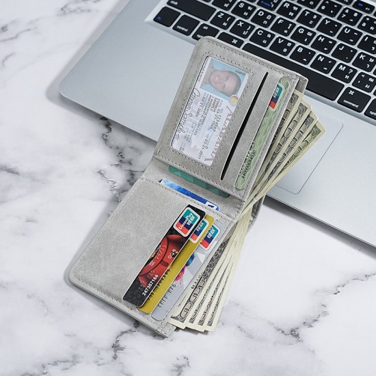 Men's Wallet, Simple, Soft Matte Leather, Short, Ultra-Thin, Multiple Card Slots, Suede, Trendy Brand, Ultra-Lightweight, Foldable