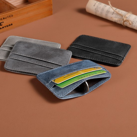 Women's canvas card holder, ultra-thin, compact ID bag, multi-functional driver's license leather case, multiple card slots, ID card holder, wallet