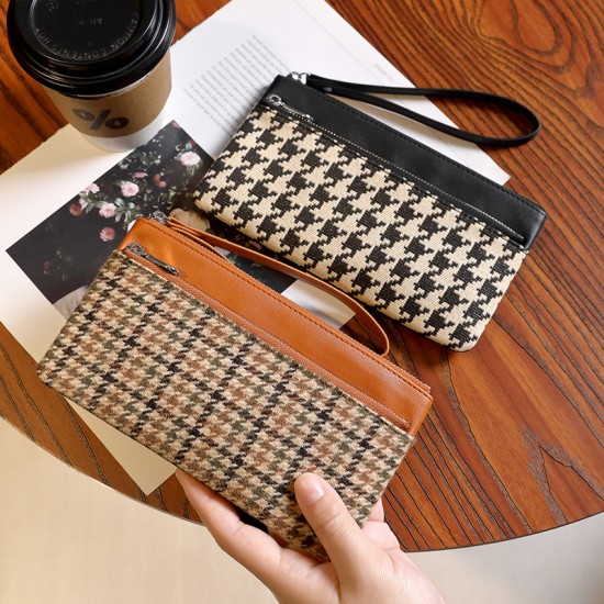 2025 new houndstooth contrast color, cute card holder, mini coin clutch and key storage