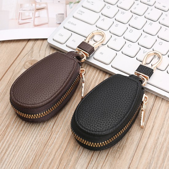 High-end men's key holder, simple, large-capacity waist hanging accessory, multifunctional zippered key holder, card holder, and two-in-one car key.