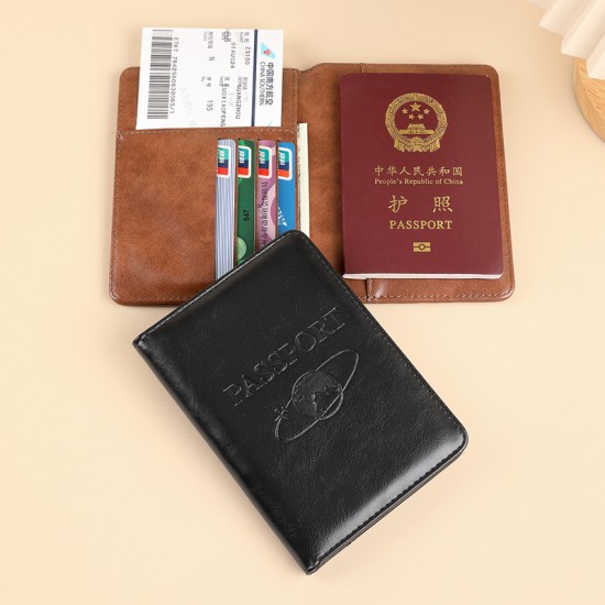Cross-border leather passport case, cowhide-finished passport holder, large-capacity, multiple card slots, ID holder, RFID anti-theft card holder