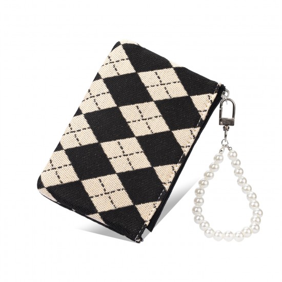 Foreign trade, high-quality retro diamond-embroidered square coin purse, short, compact, portable, and light-weight card holder