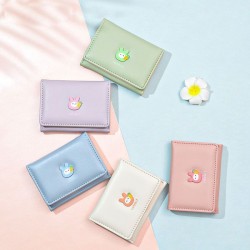 Women's wallet, compact ultra-thin folding short, cute student mini wallet, cartoon, fashionable INS coin purse.