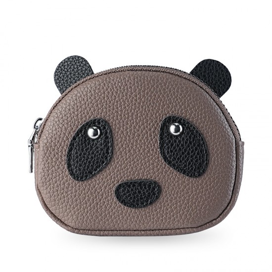 Cute Red Panda Genuine Soft Leather Coin Purse, Double Zipper, First-Grain Soft Leather Coin Purse, Multifunctional Key Bag for Women