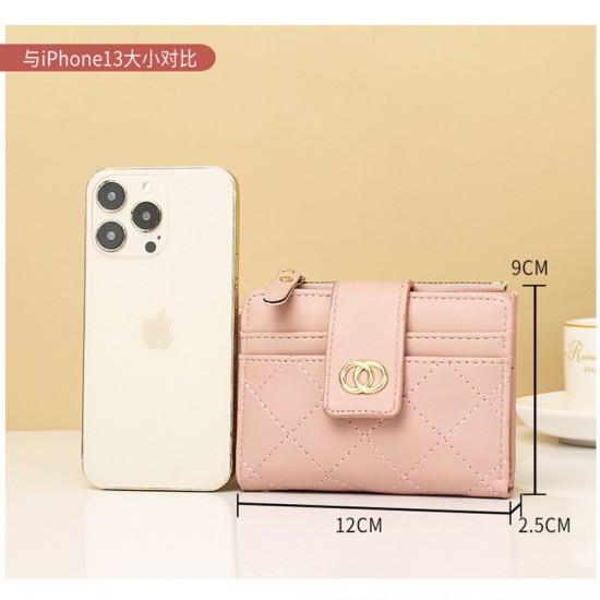 New women's wallet, Chanel-style embroidery thread, multiple card slots, thin coin purse, short women's wallet, trifold women's wallet