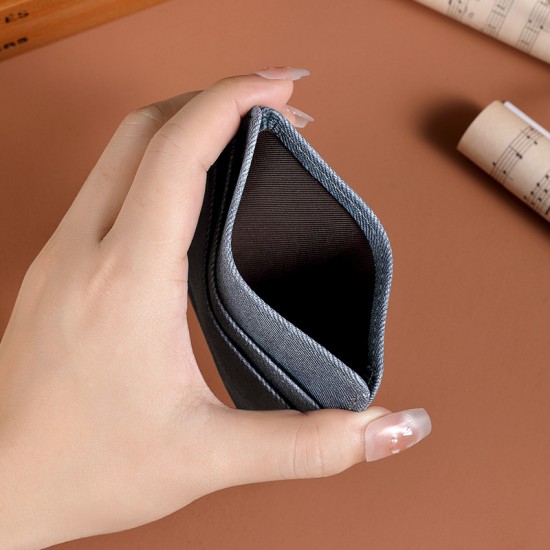 Women's canvas card holder, ultra-thin, compact ID bag, multi-functional driver's license leather case, multiple card slots, ID card holder, wallet