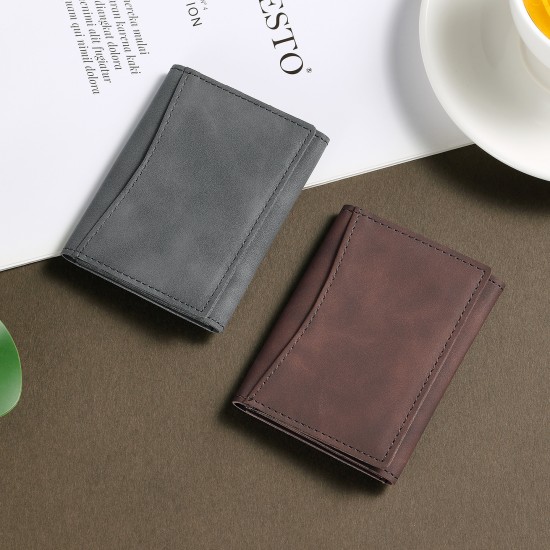 Cross-border European and American Vintage Card Holder, Ready-to-Stock, Multi-card Slot Men's Soft Leather Wallet, RFID Business Card Holder, Wholesale Gift