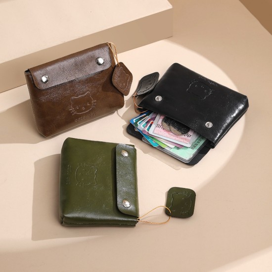 New Women's Coin Purse, New Thin Short Wallet, Solid Color PU Coin Bag, Mini Zipper Card Holder and Coin Bag