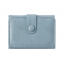 New women's short coin purse, PU leather, cute umbrella print, tri-fold snap closure wallet, multi-slot card holder