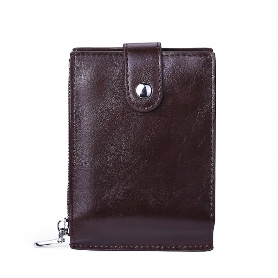 Cross-border Genuine Soft Leather Wallet, Crazy Horse Vintage US Dollar Wallet, Horizontal Button Coin Purse, First-Grain Soft Leather Card Holder