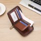 Short horizontal men's wallet, retro zippered wallet, three-fold, multi-slot, solid color, driver's license wallet, and card holder