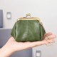 New compact, retro clip coin purse, women's, European and American. Top-grain waxed cowhide coin purse for export