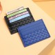 Woven pattern card holder for women, one-piece PU leather mini bank credit card holder, personalized ID and access card holder for men
