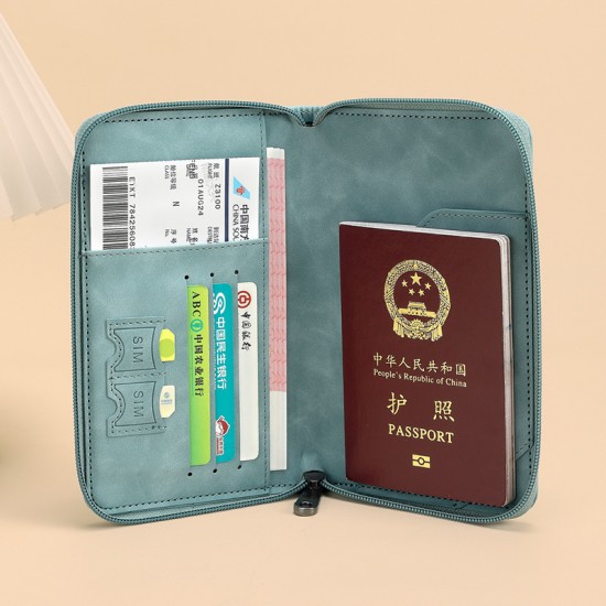 2024 new cross-border RFID anti-magnetic passport holder, short zippered travel passport bag, multi-functional ID storage bag
