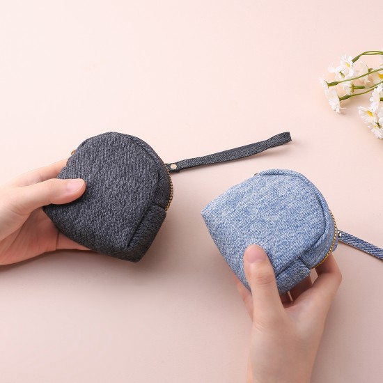 Cross-border Key Holder, Mini Coin Purse, Headphone Storage Bag, Couple's Keychain, School Bag Charm, Denim Handbag