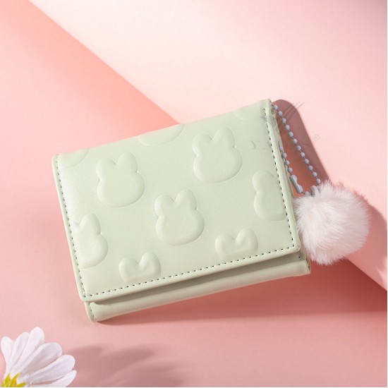 Korean-style small wallets, rabbit-style wallets, fresh, sweet, attractive, niche, forest-style, original, fashionable, and versatile.