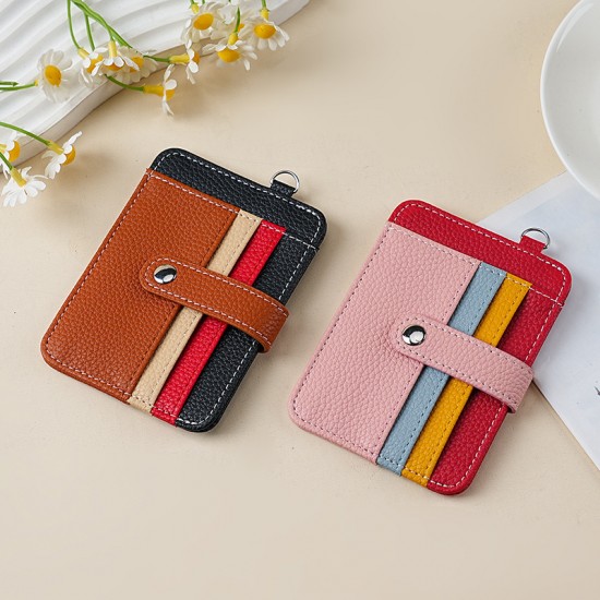 Ultra-thin soft leather card holder for women, compact card holder with cute card slots, large capacity for credit cards and ID cards for men