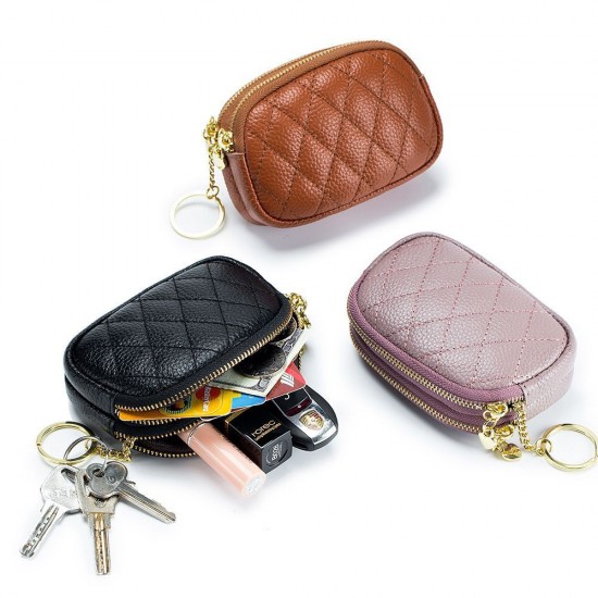 Multi-functional coin purse, lipstick keychain pendant storage bag, double-layer zipper, large capacity card holder for women